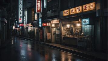 ai généré tokyo ville dans le nuit, rue à nuit, nuit scène, ville dans le nuit photo