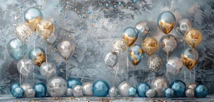 ai généré une groupe de des ballons sont dans le air photo