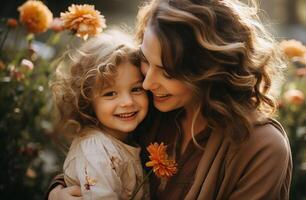 ai généré mère et fille profiter une paisible moment photo