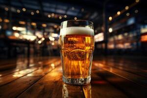 ai généré une verre de Bière à l'intérieur une stade photo