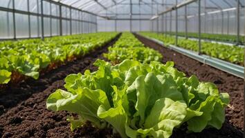 ai généré salade croissance dans une serre photo