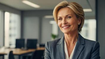 ai généré professionnel adulte femme d'affaires dans le Bureau photo