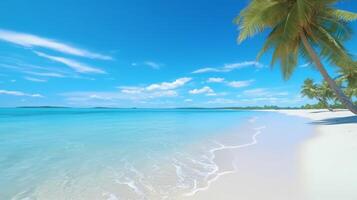 ai généré sérénité sur une blanc sablonneux plage avec cristal clair des eaux photo