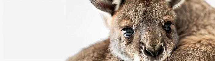 ai généré une bébé kangourou furtivement en dehors de ses de la mère poche avec curieuse yeux, Contexte image, génératif ai photo