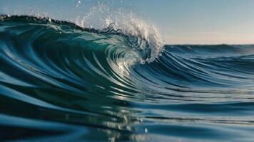 ai généré proche en haut de vagues dans le milieu de le mer photo