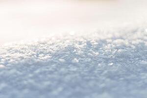 neige texture macro. neigeux champ sur une ensoleillé journée photo