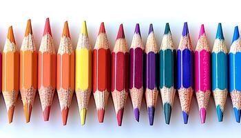 ai généré Couleur des crayons isolé sur blanc Contexte avec ombres. primaire Couleur des crayons pour dessin isolé. dessin des crayons comme école Provisions photo