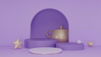 3d le rendu abstrait violet Contexte avec podium photo