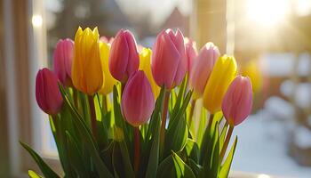 ai généré le Soleil et Jaune avec rose des roses photo