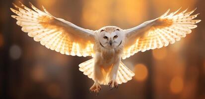 ai généré un hibou atteindre en dehors de ses corps photo