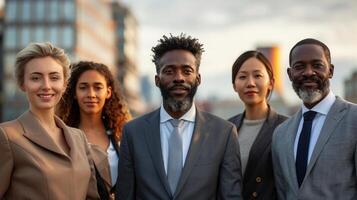 ai généré groupe de gens permanent ensemble photo