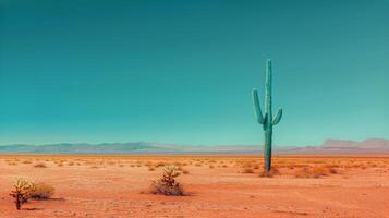 ai généré grand cactus permanent dans désert photo