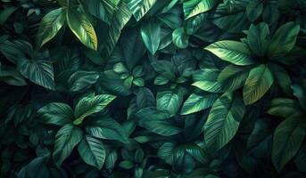 ai généré iridescent vert feuilles et feuilles de exotique les plantes photo