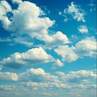 ai généré magnifique des nuages battement dans bleu ciel photo