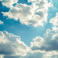 ai généré magnifique des nuages battement dans bleu ciel photo