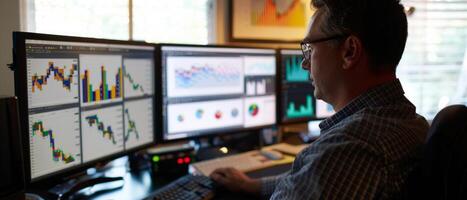 ai généré en cours d'analyse Les données ensembles sur double moniteurs photo