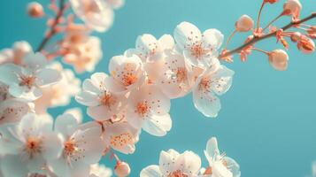 ai généré une photo de certains blanc fleurs par le bleu bleu ciel