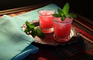 ai généré deux des lunettes de pastèque et menthe. photo