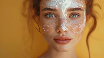 ai généré femme profiter une spa faciale traitement photo