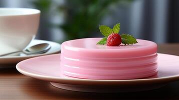 ai généré rose gâteau avec crème minimaliste fête fête photo