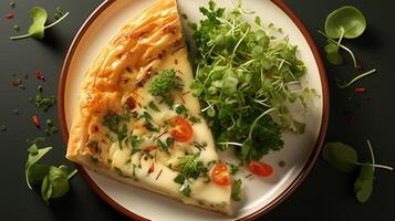 ai généré omelette Oeuf frit avec légume protéine nourriture photo