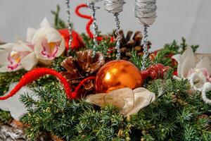 Noël composition de fleurs et Noël décorations photo
