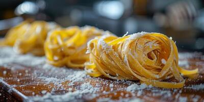 ai généré classique Pâtes sur cuisine Contexte. régime et nourriture concept. photo