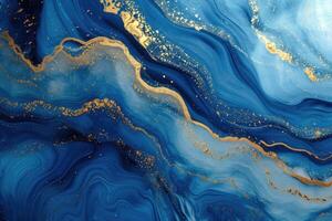 ai généré océan inspiré luxe art avec bleu et or. photo