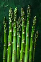 ai généré une pile de vibrant vert asperges des lances photo