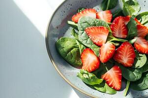 ai généré baie félicité mélange fraise et épinard salade instantané photo