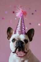 ai généré chien portant rose fête chapeau photo