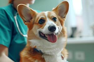 ai généré guérison teintes joyeux vétérinaire clinique photo