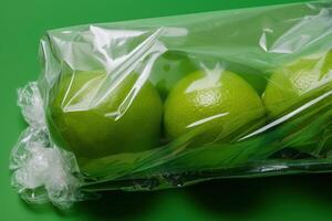 ai généré hygiénique Plastique enveloppé fruit. produire ai photo