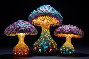 ai généré vibrant décoratif champignons. produire ai photo