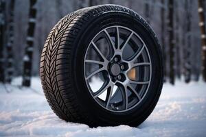 ai généré fiable Nouveau voiture hiver pneu. produire ai photo