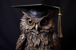 ai généré académique hibou l'obtention du diplôme casquette. produire ai photo