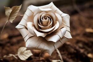 ai généré romantique papier Rose. produire ai photo