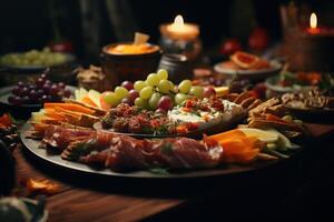 ai généré délicieux dîner plat apéritifs. produire ai photo