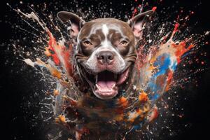 ai généré espiègle pitbull éclaboussure. produire ai photo