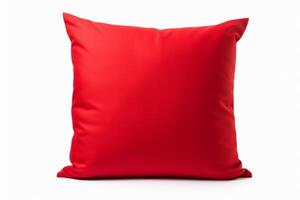 ai généré peluche rouge brillant oreiller isolé sur blanc Contexte. produire ai photo