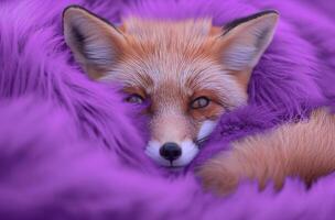 ai généré Renard dans violet fourrure photo