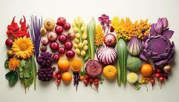 ai généré fraîcheur de la nature multi coloré fleur arrangement, symbolisant en bonne santé en mangeant généré par ai photo