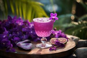 ai généré vibrant violet cocktail Extérieur. produire ai photo