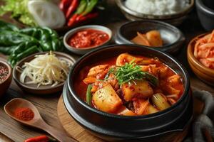 ai généré asiatique cuisine. coréen Kimchi. nourriture photo