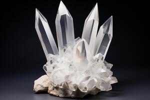 ai généré pétillant quartz cristal brillant. produire ai photo