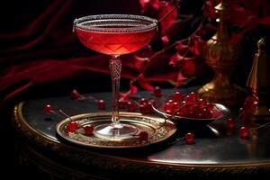 ai généré glamour rouge cocktail luxe. produire ai photo