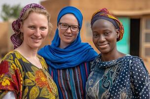 ai généré Trois défenseurs pour aux femmes droits dans mali photo