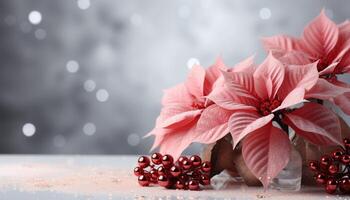 ai généré Frais fleur bouquet apporte la nature beauté à le hiver fête généré par ai photo