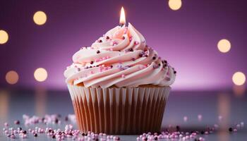 ai généré fait maison anniversaire gâteau avec rose glaçage et Chocolat décoration généré par ai photo