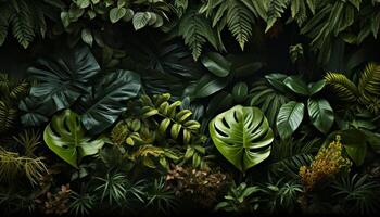 ai généré fraîcheur de la nature croissance dans vibrant tropical forêt tropicale fond d'écran généré par ai photo